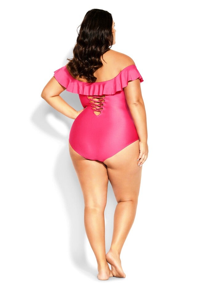 Ingrid Ruffle 1 Piece - fuchsia pink, PINK, alternate image number 3