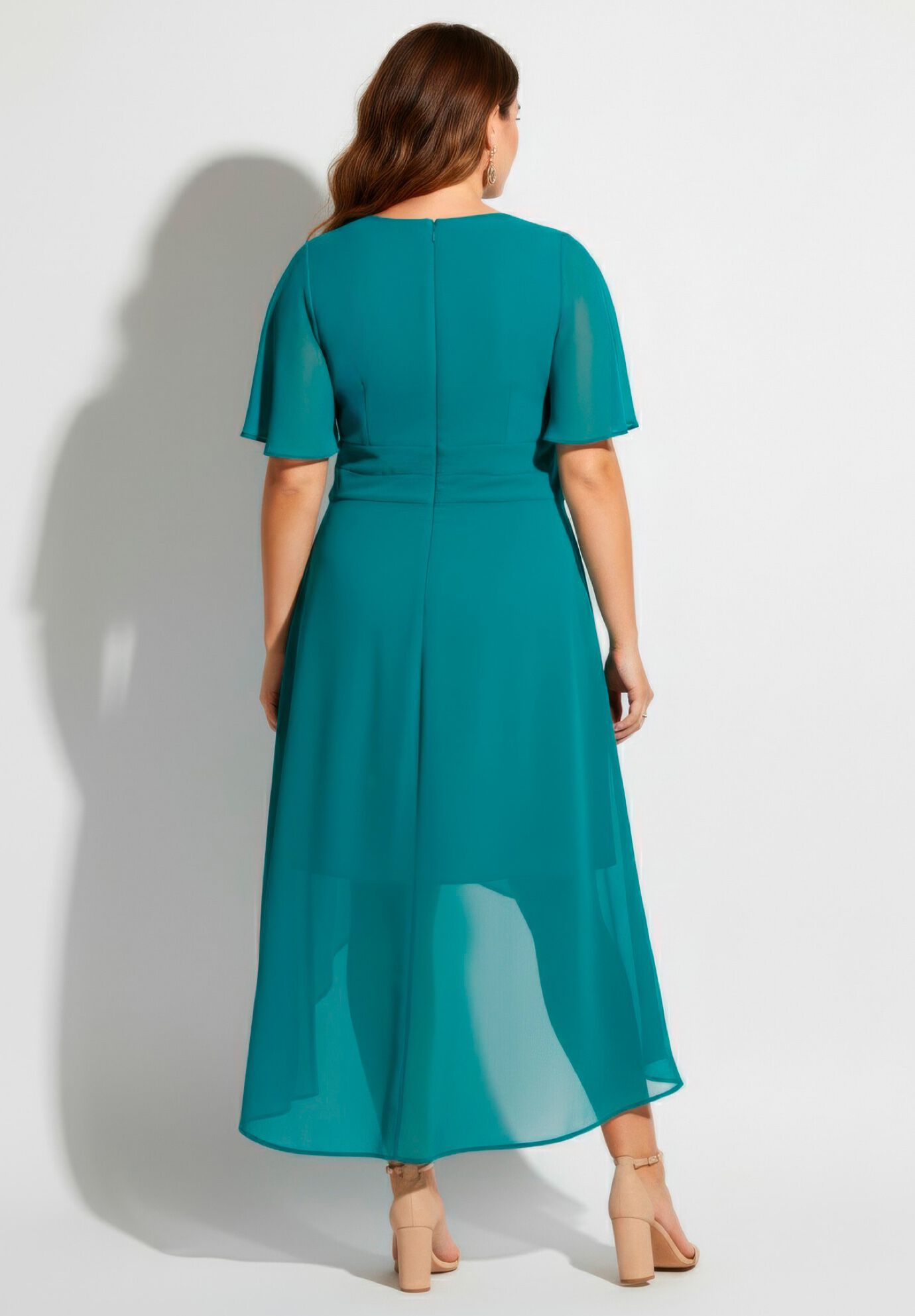High-Low Midi Dress, DEEP TEAL, alternate image number 2