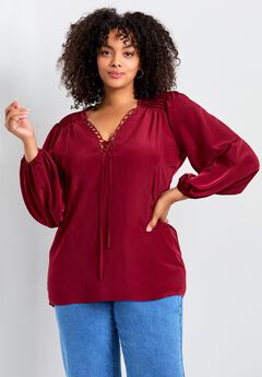 Scallop Trim Peasant Blouse