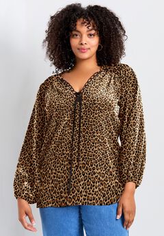Scallop Trim Peasant Blouse