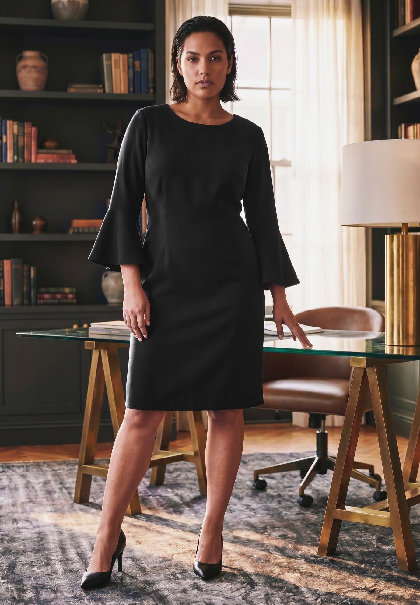 Cool Hand Bell Sleeve Dress, BLACK, hi-res image number 0