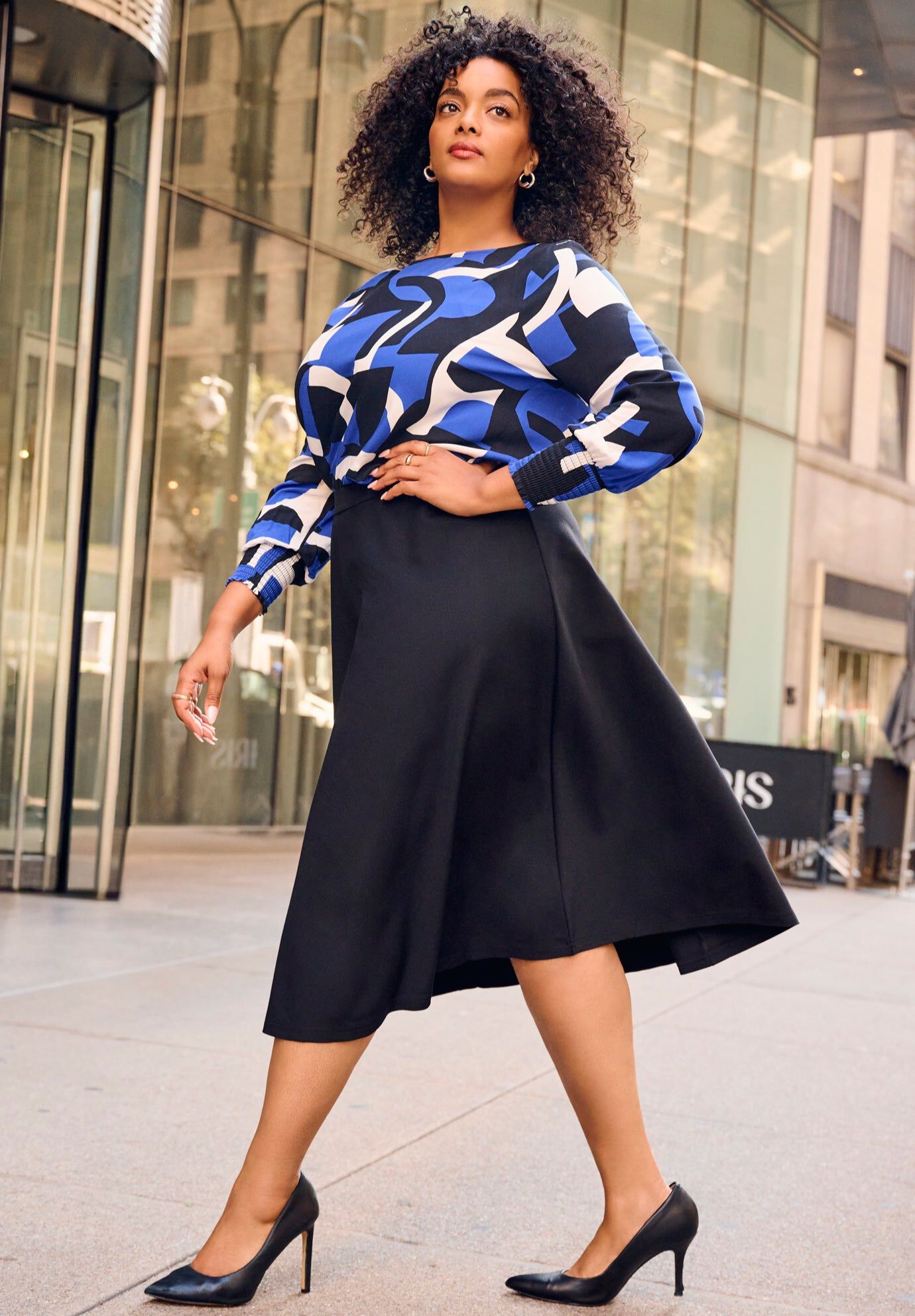 Jada Ponte Swing Skirt, BLACK, hi-res image number 0
