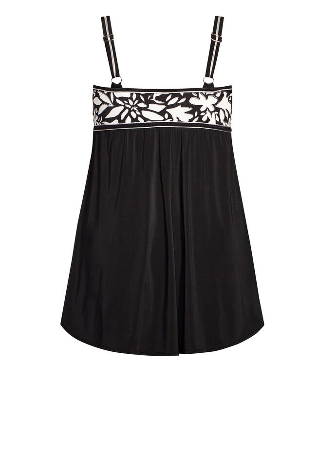 Empire Print Swim Dress, MONO FLORAL, alternate image number null