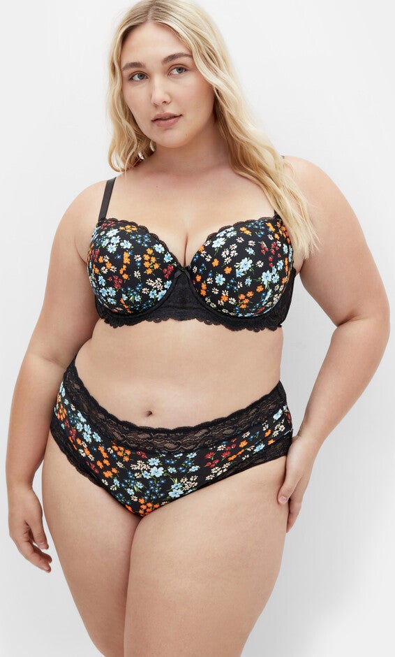 Hailey Contour Print Bra - black, BLACK, hi-res image number null
