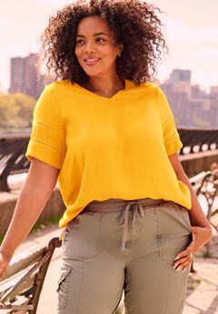 Openwork Trim Short Sleeve Top