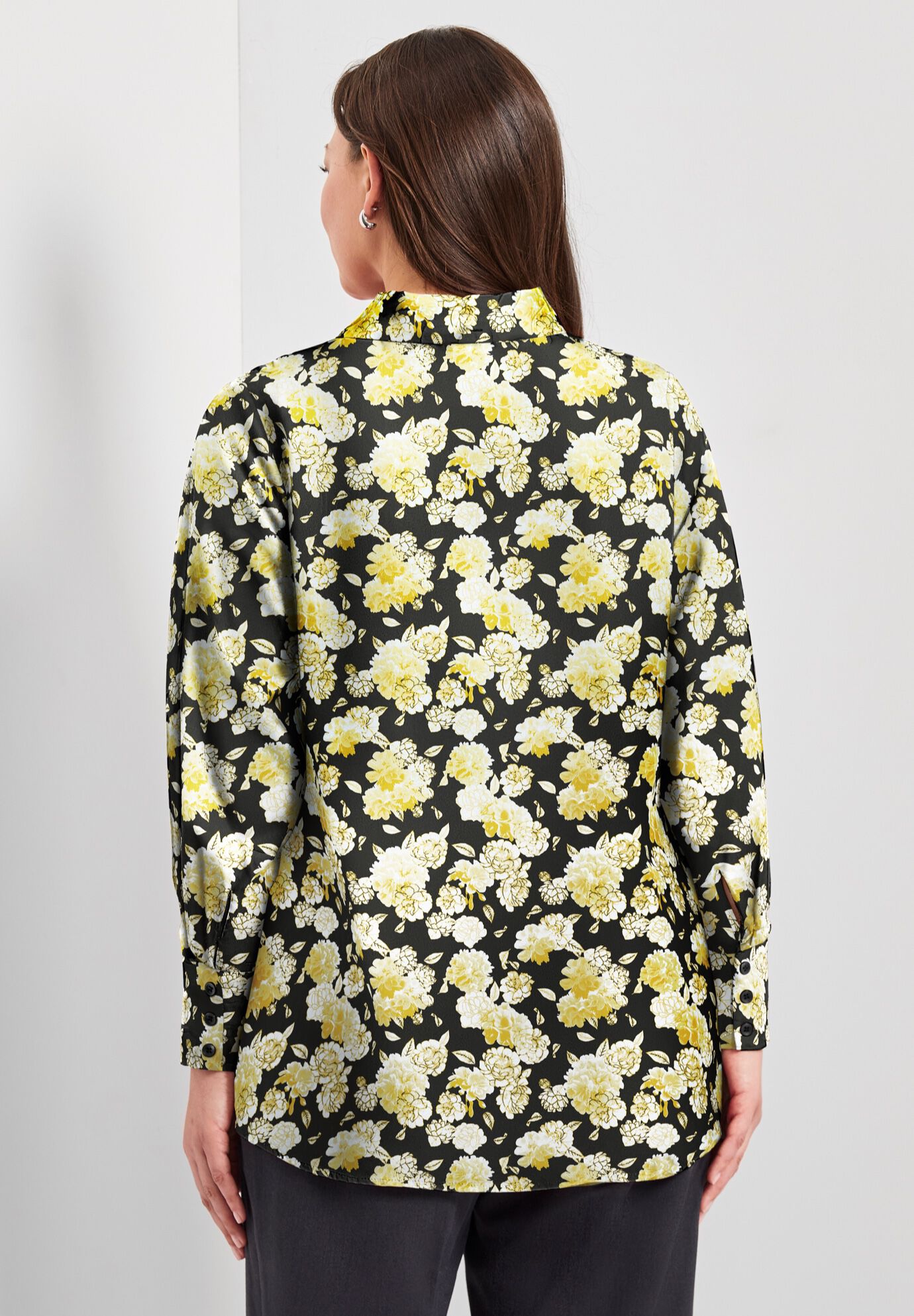 Signature Button Front Blouse, YELLOW BOUQUET, alternate image number 2
