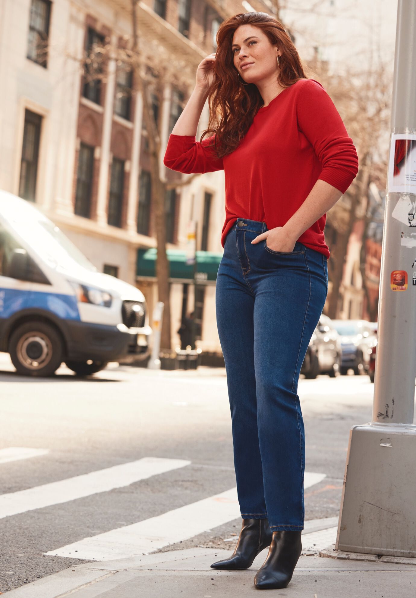Butter Denim Straight Leg Jean, MID WASH, on-hover image number 1
