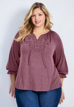 Brie Embroidered Neckline Top