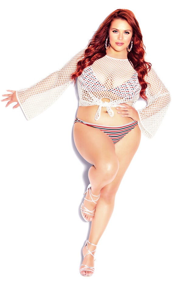 Daisy Print Bikini Pant - red stripe, RED, hi-res image number 0