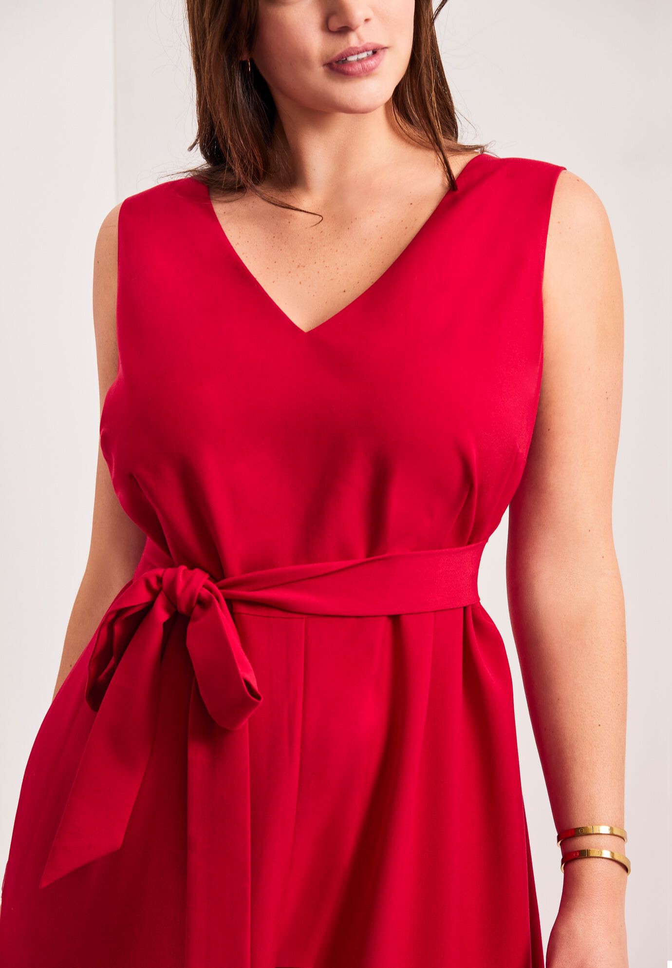 Cool Hand Wide Leg Jumpsuit, VIVID RED, alternate image number 2