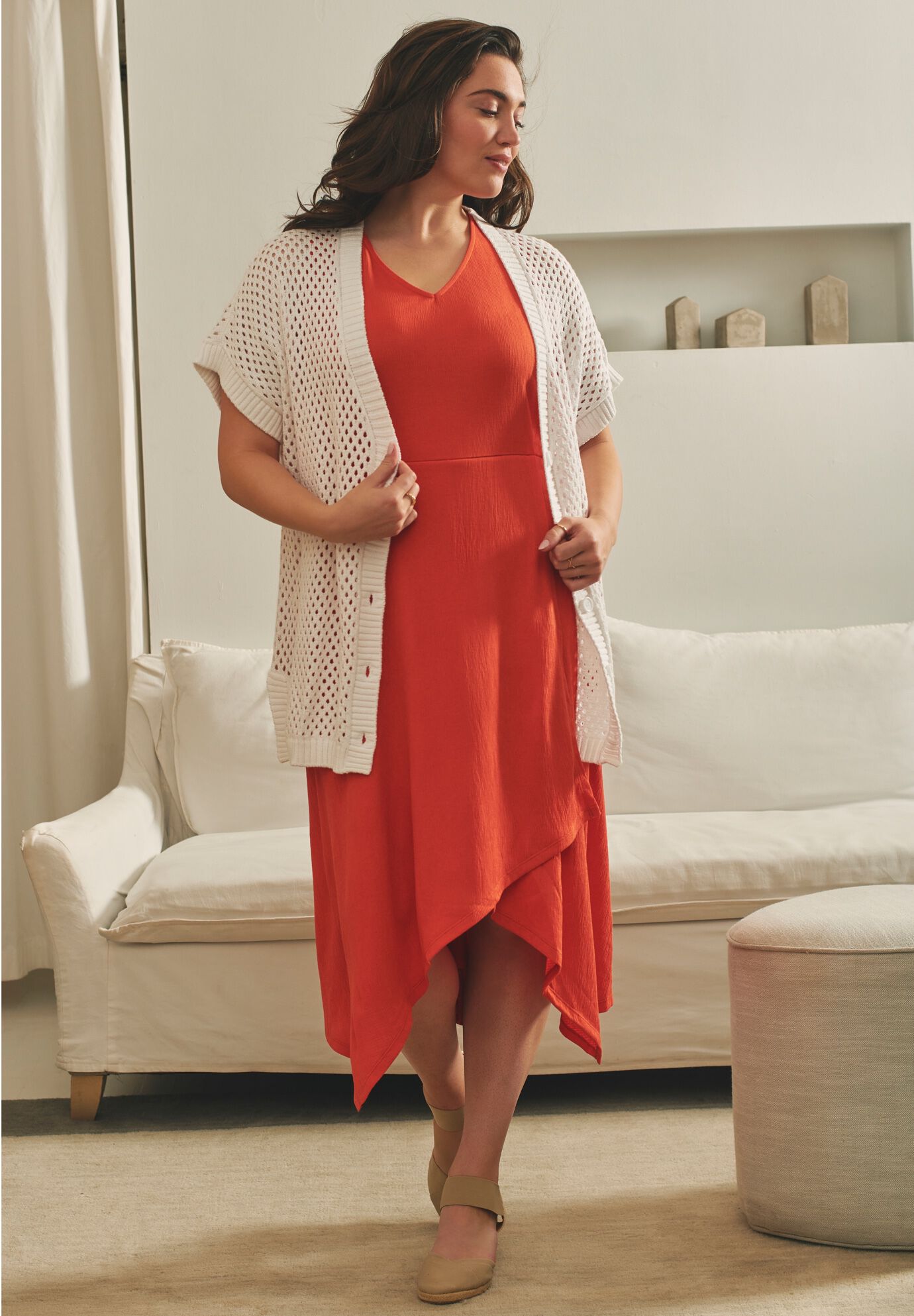 Short Sleeve Button Front Cardigan, OLIVE GREEN, on-hover image number 1