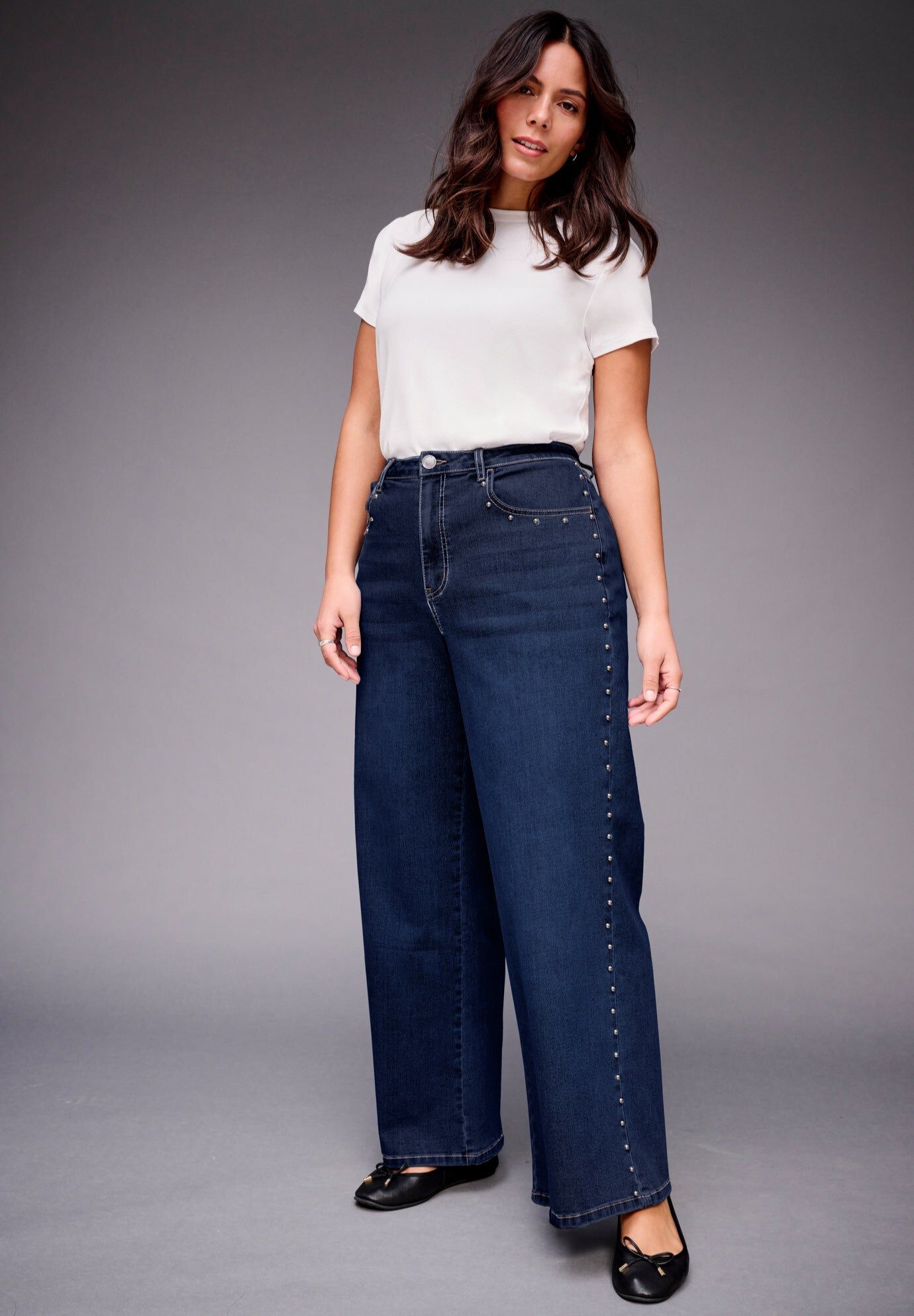 Studded Wide Leg Jean | Woman Within