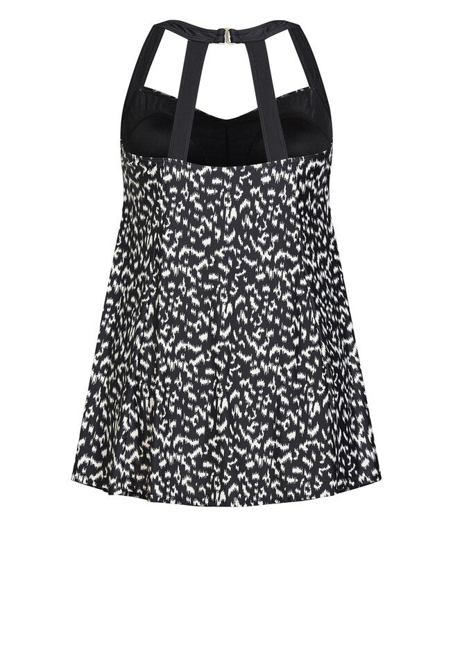Halter Back Swim Dress, MONO IKAT, alternate image number null