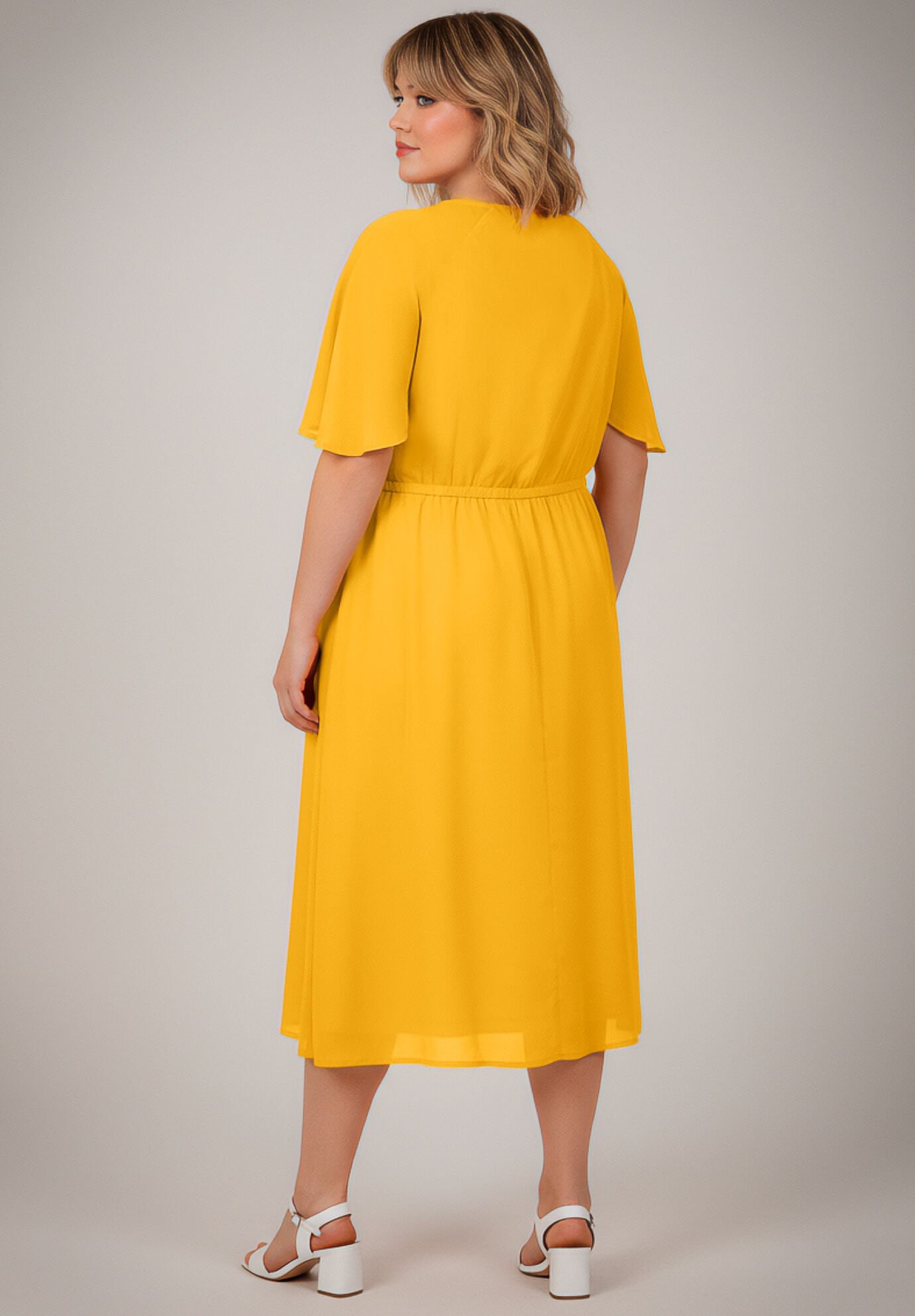 Caplet Midi Dress, SUNSET YELLOW, alternate image number 2
