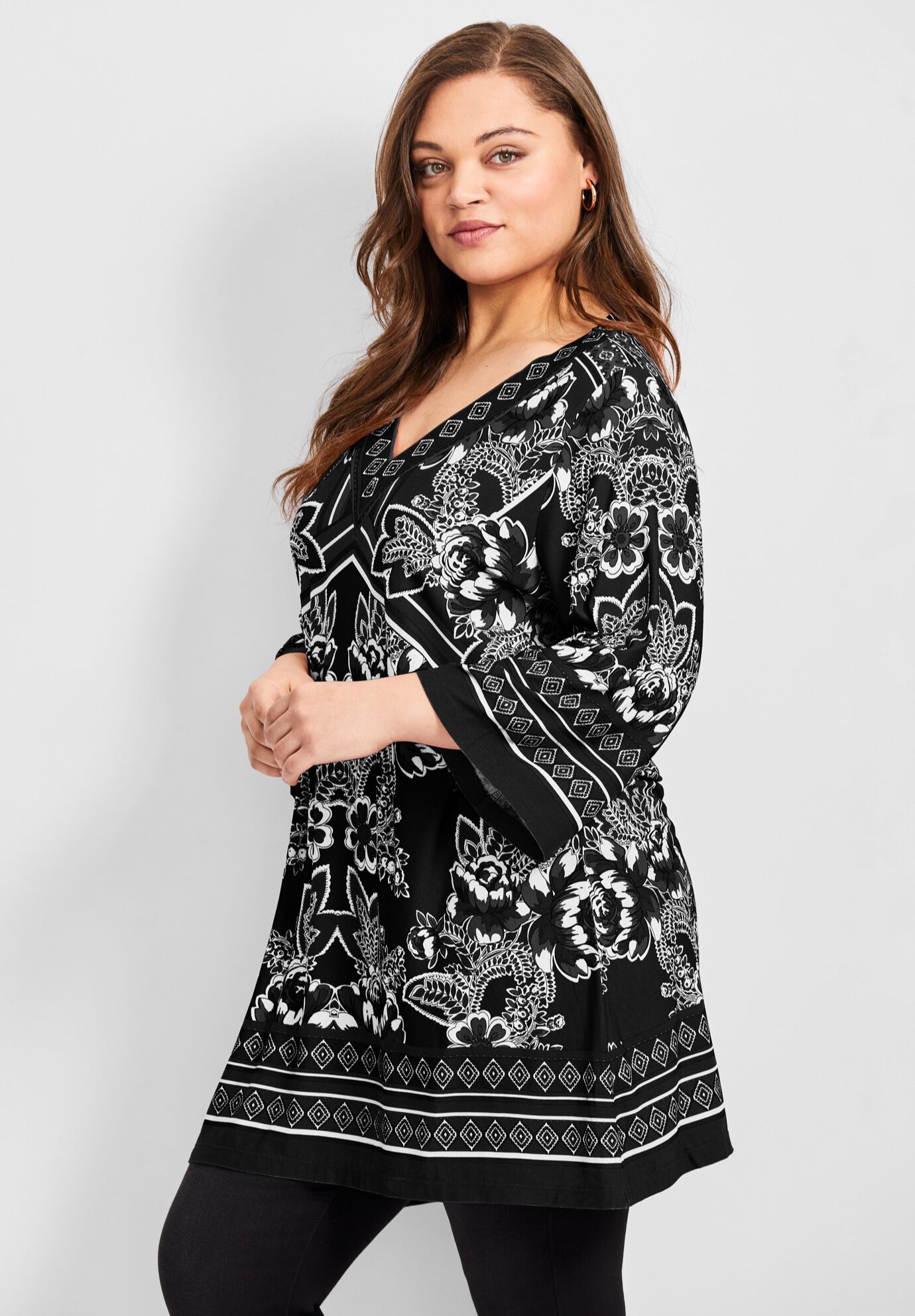 Scarf Print Tunic, BLACK SCARF PRINT, alternate image number 3