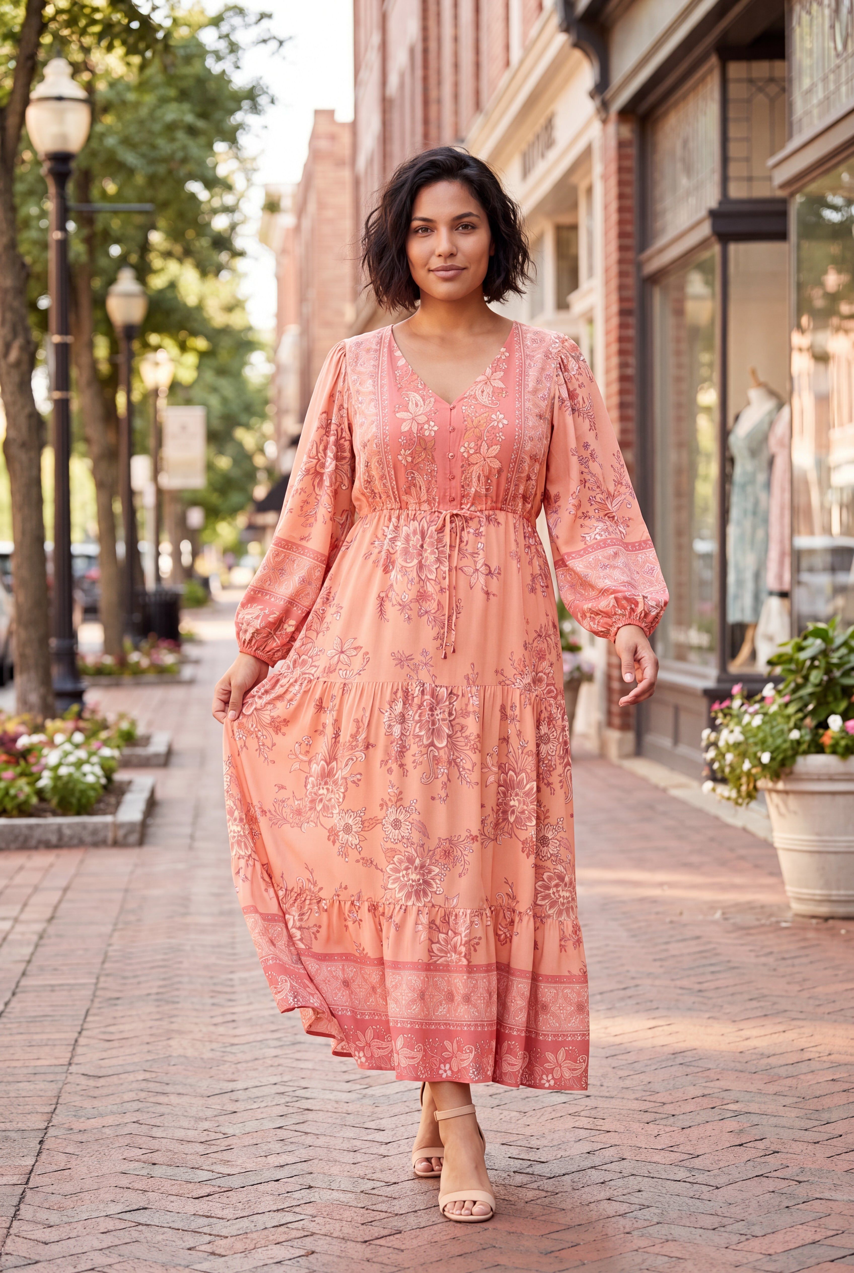 Ellery Long Sleeve Maxi Dress, CORAL FANTASY, hi-res image number 0