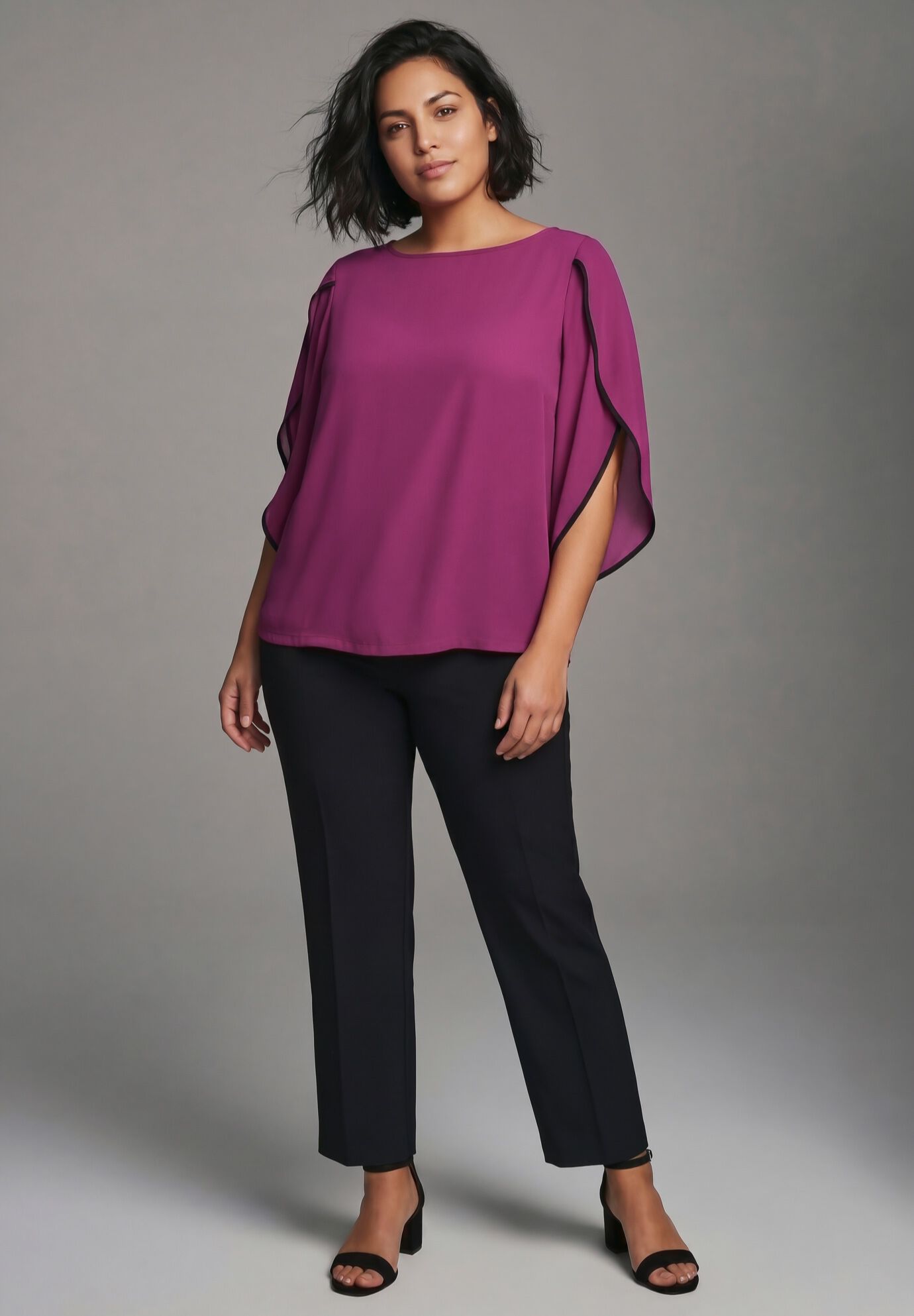 Contrast Tulip Blouse, DEEP BERRY, alternate image number 4