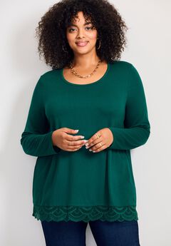 Lace Hem Crewneck Tunic