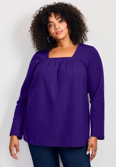 Square Neck Pleated Tunic
