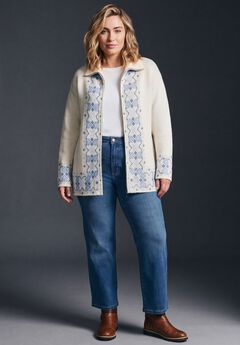 Fairisle Zip Front Cardigan