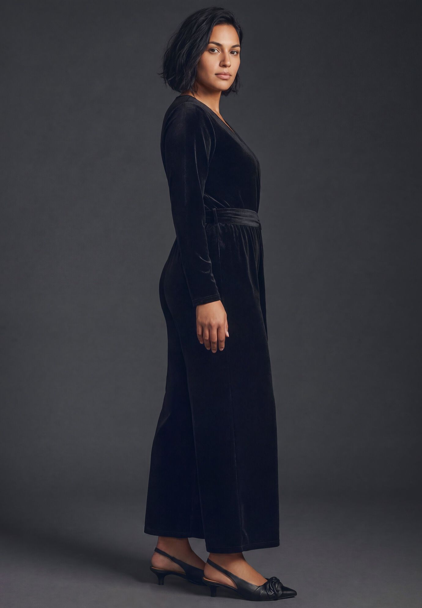Mirabel Velour Jumpsuit, BLACK, alternate image number 3