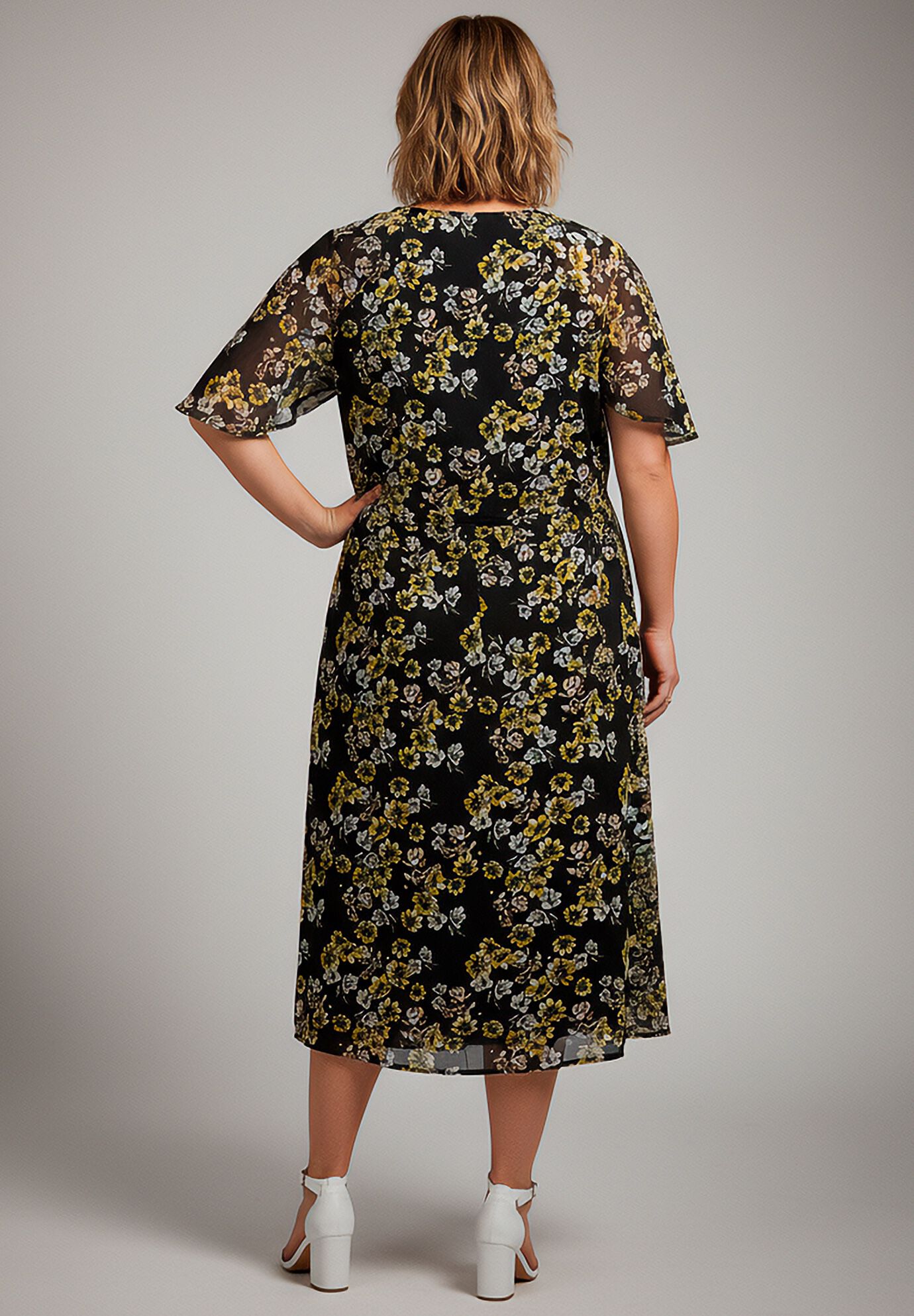 Caplet Midi Dress, BLACK CHERRY BLOSSOM, alternate image number 2