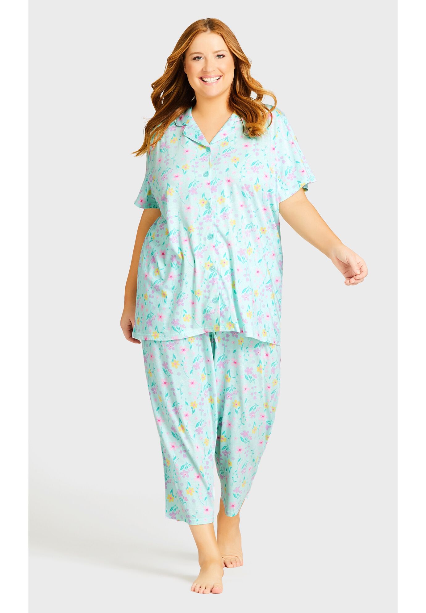 Button Up Sleep Top, FLORAL, hi-res image number 0