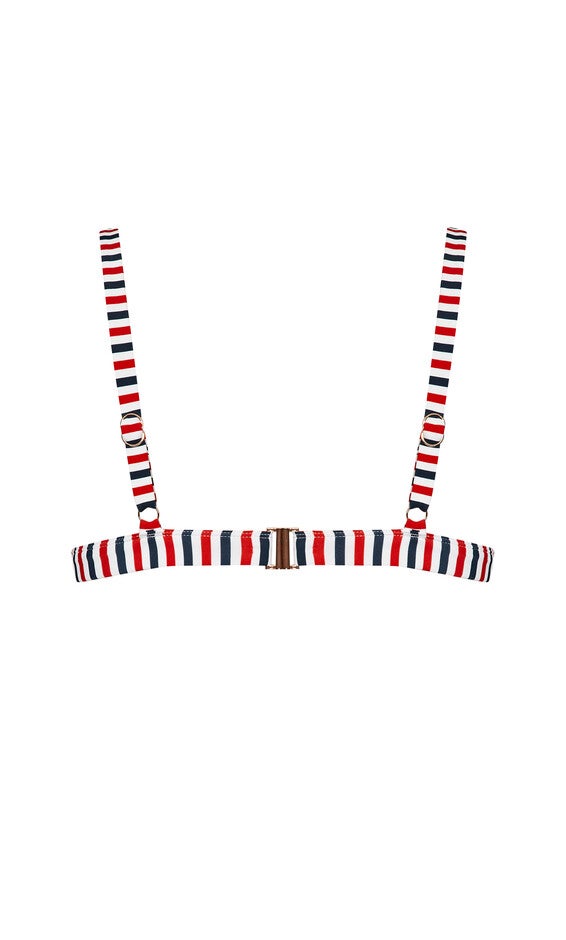 Daisy Print Bikini Top - red stripe, RED, alternate image number 5