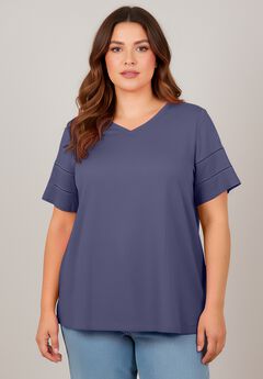 Openwork Trim Short Sleeve Top