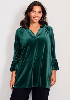 Split Neck Bell Sleeve Top