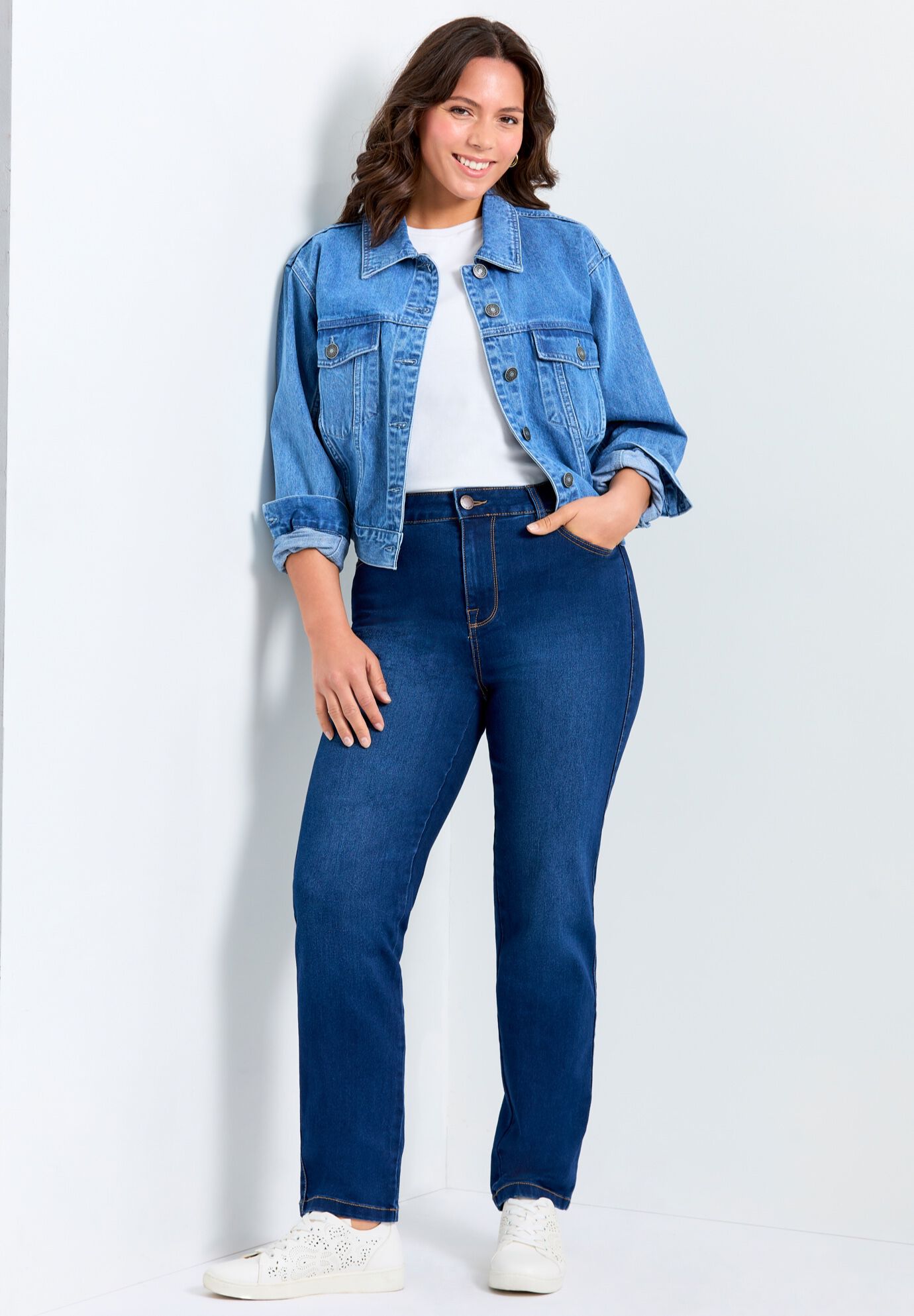 Butter Denim Straight Leg Jean, MID WASH, alternate image number 4