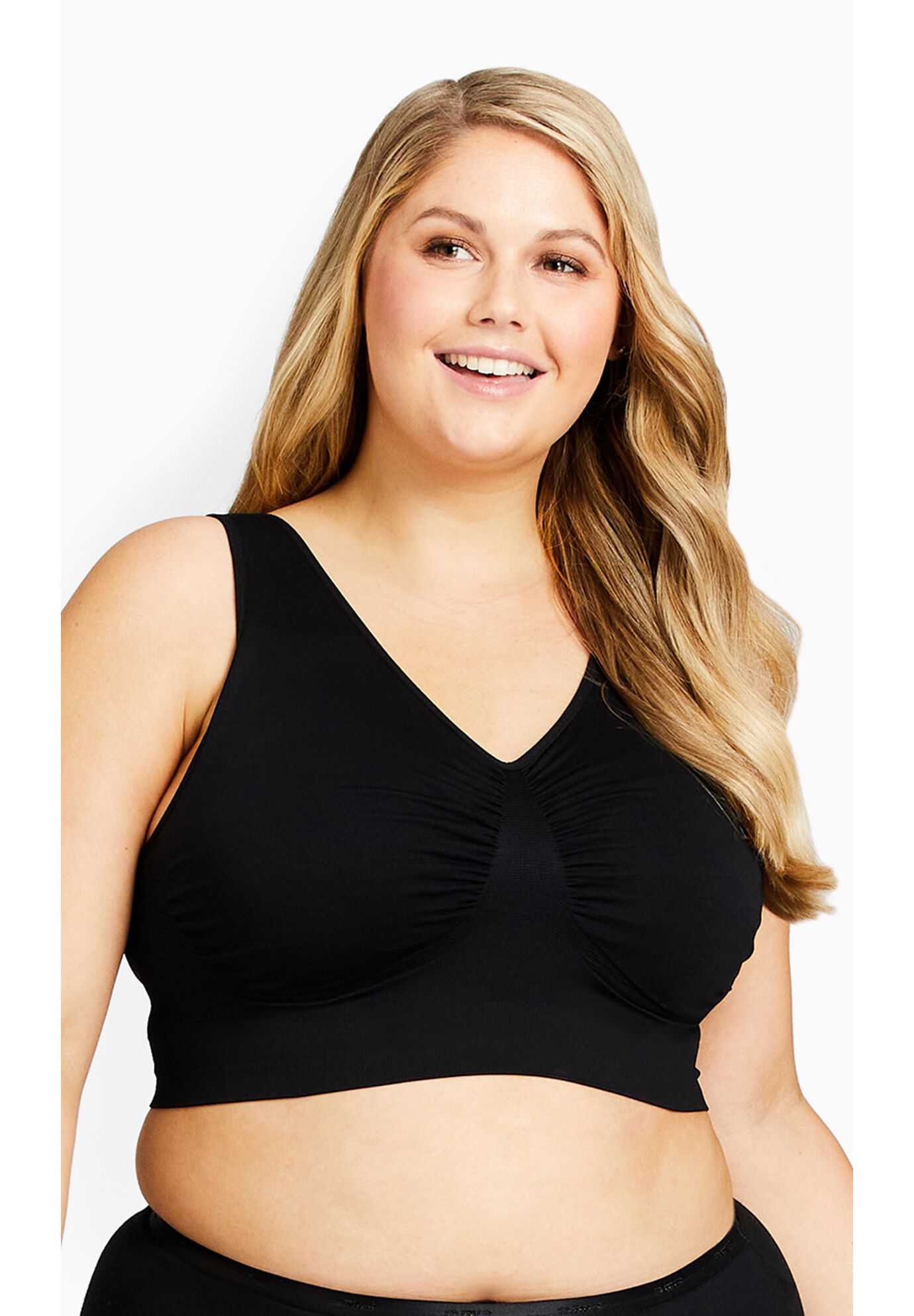 Seamless Wire Free Bra, BLACK, hi-res image number 0