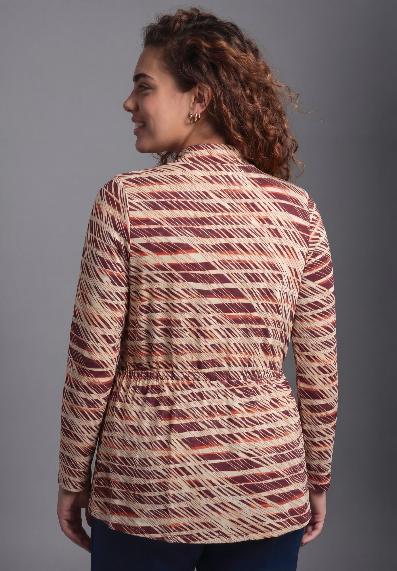 Flowy Peplum Top, IVORY CROSSHATCH, alternate image number 2