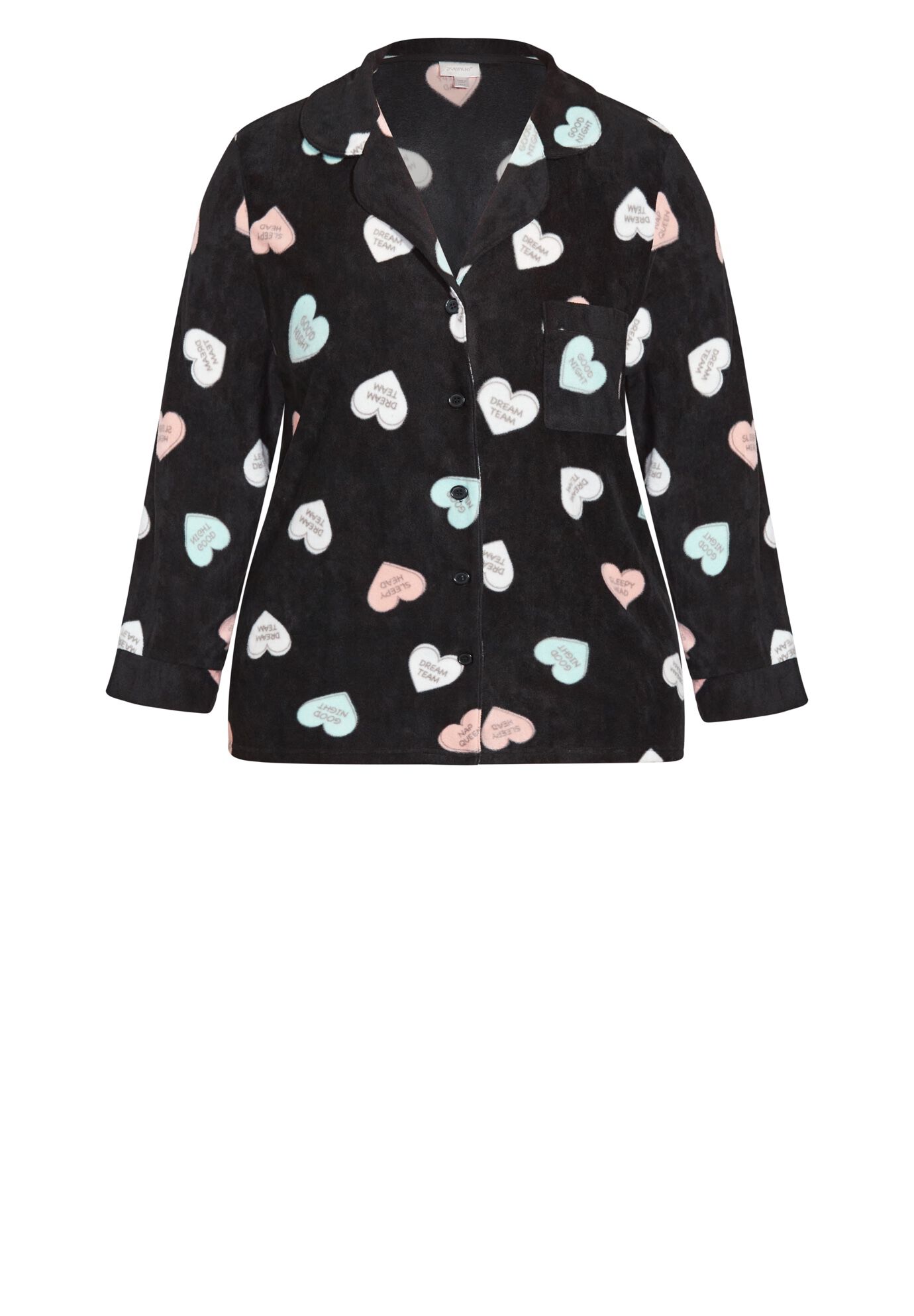Button Up Fleece Top, HEART PRINT, alternate image number 2