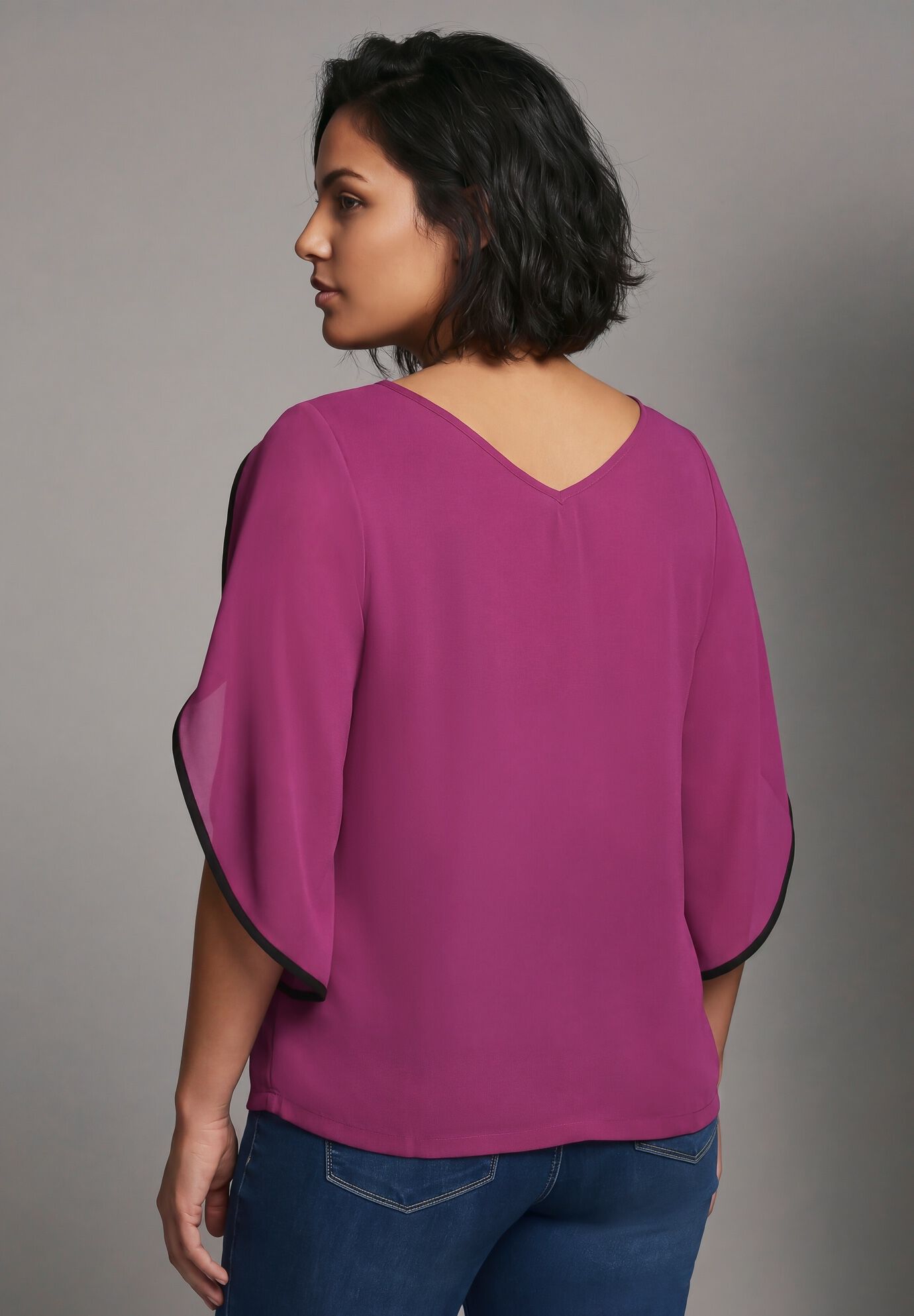 Contrast Tulip Blouse, DEEP BERRY, on-hover image number 1