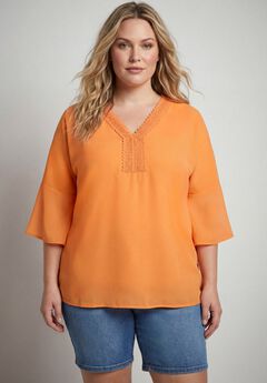 Crochet Trim Caftan Top