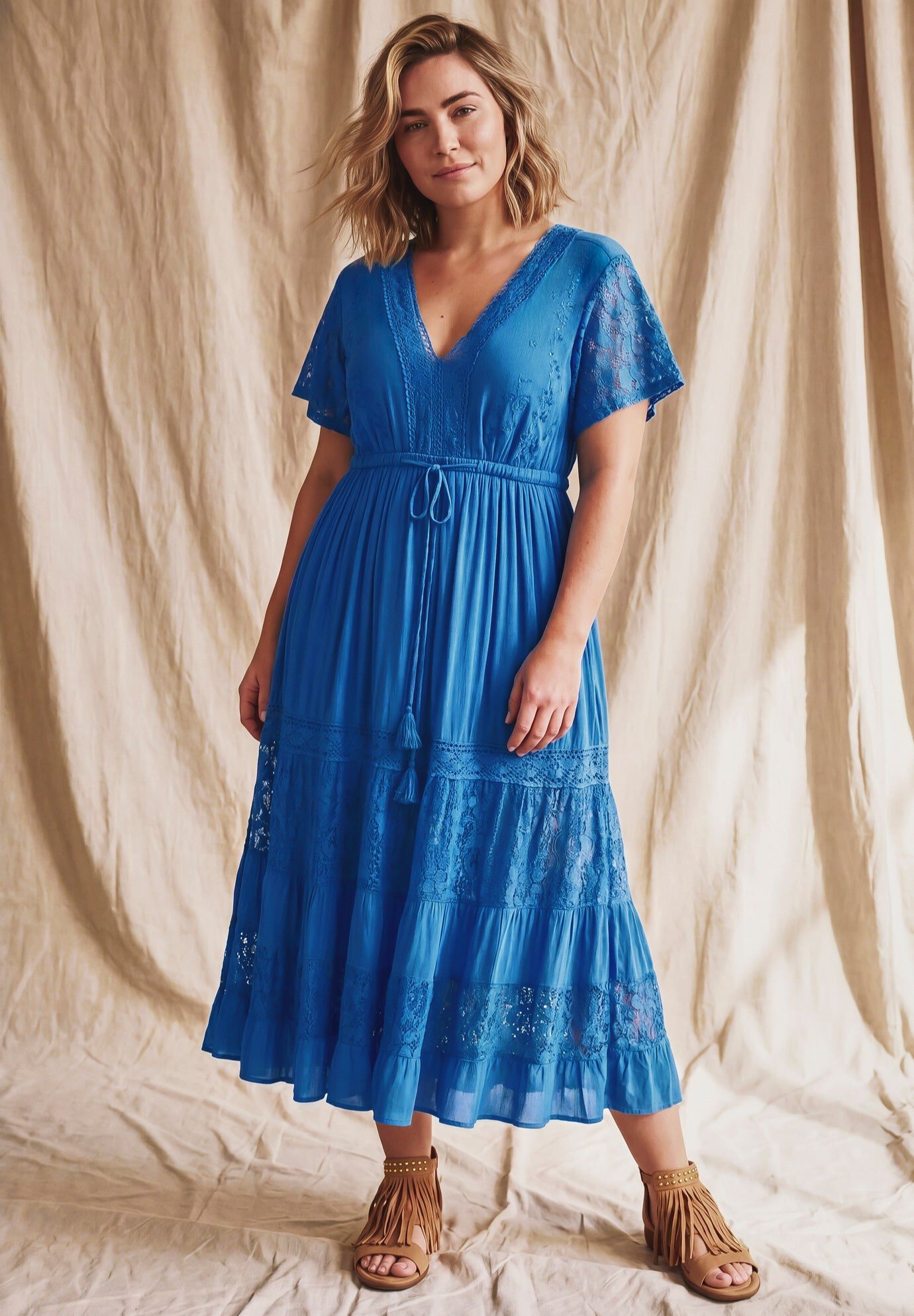 Raven Lace Maxi Dress, HORIZON BLUE, hi-res image number 0