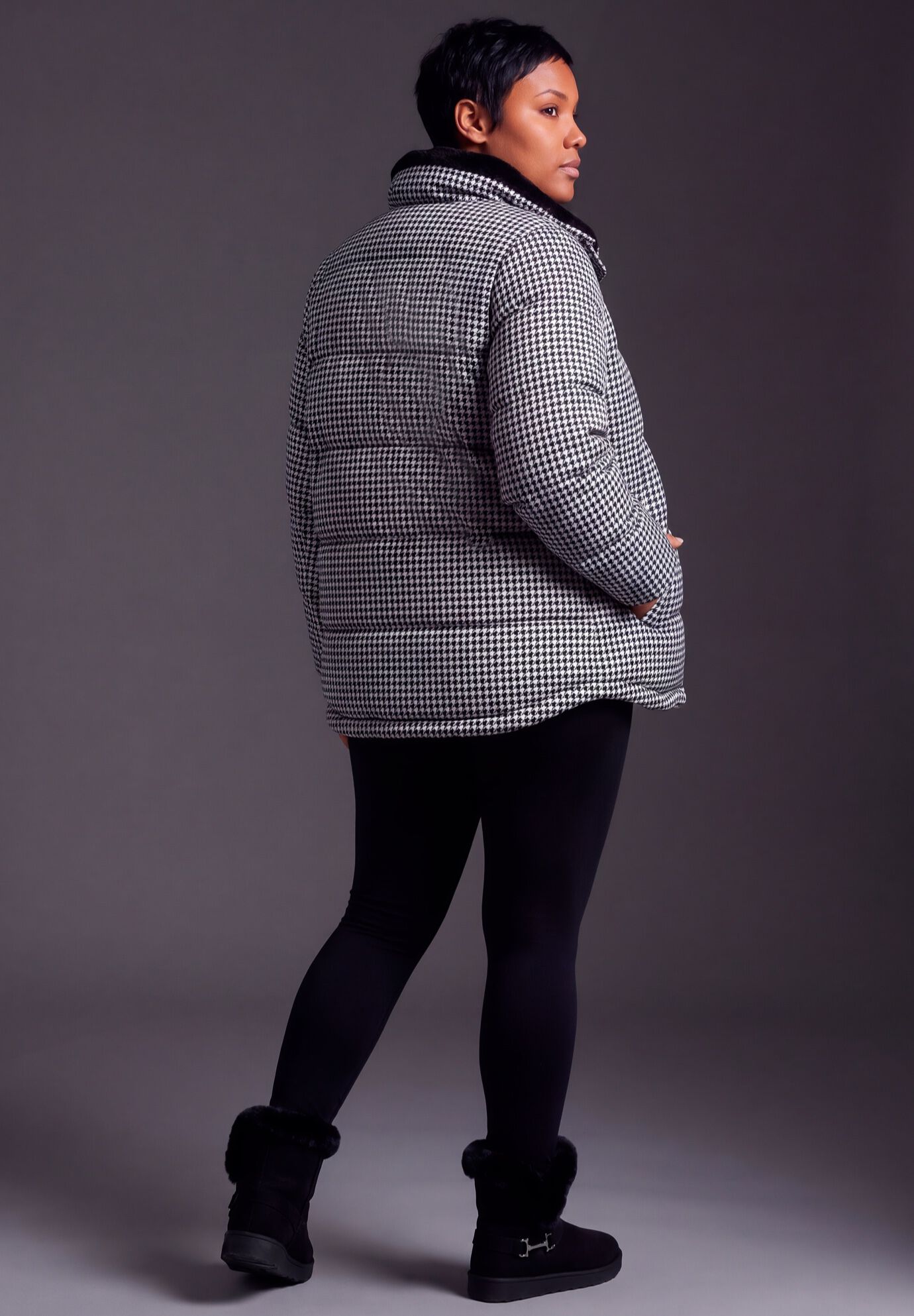 Sherpa Lined Puffer, BLACK HOUNDSTOOTH, alternate image number 2