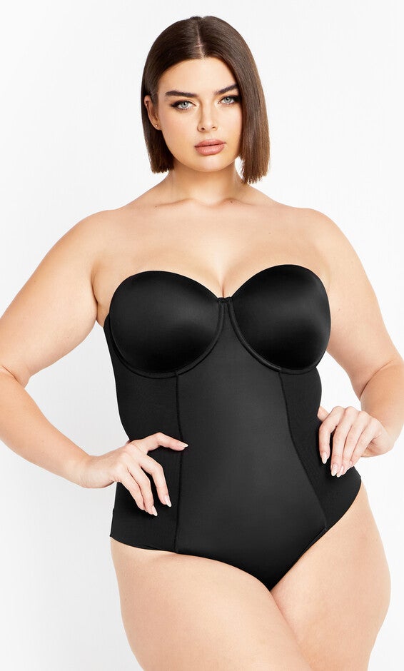 Smooth & Chic Strapless Bodysuit - black, BLACK, alternate image number null