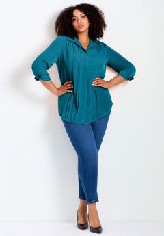 Pleated Button Down Shirt