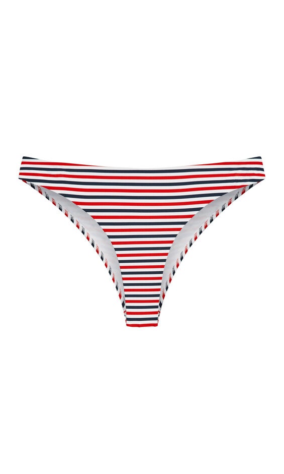 Daisy Print Bikini Pant - red stripe, RED, alternate image number 5