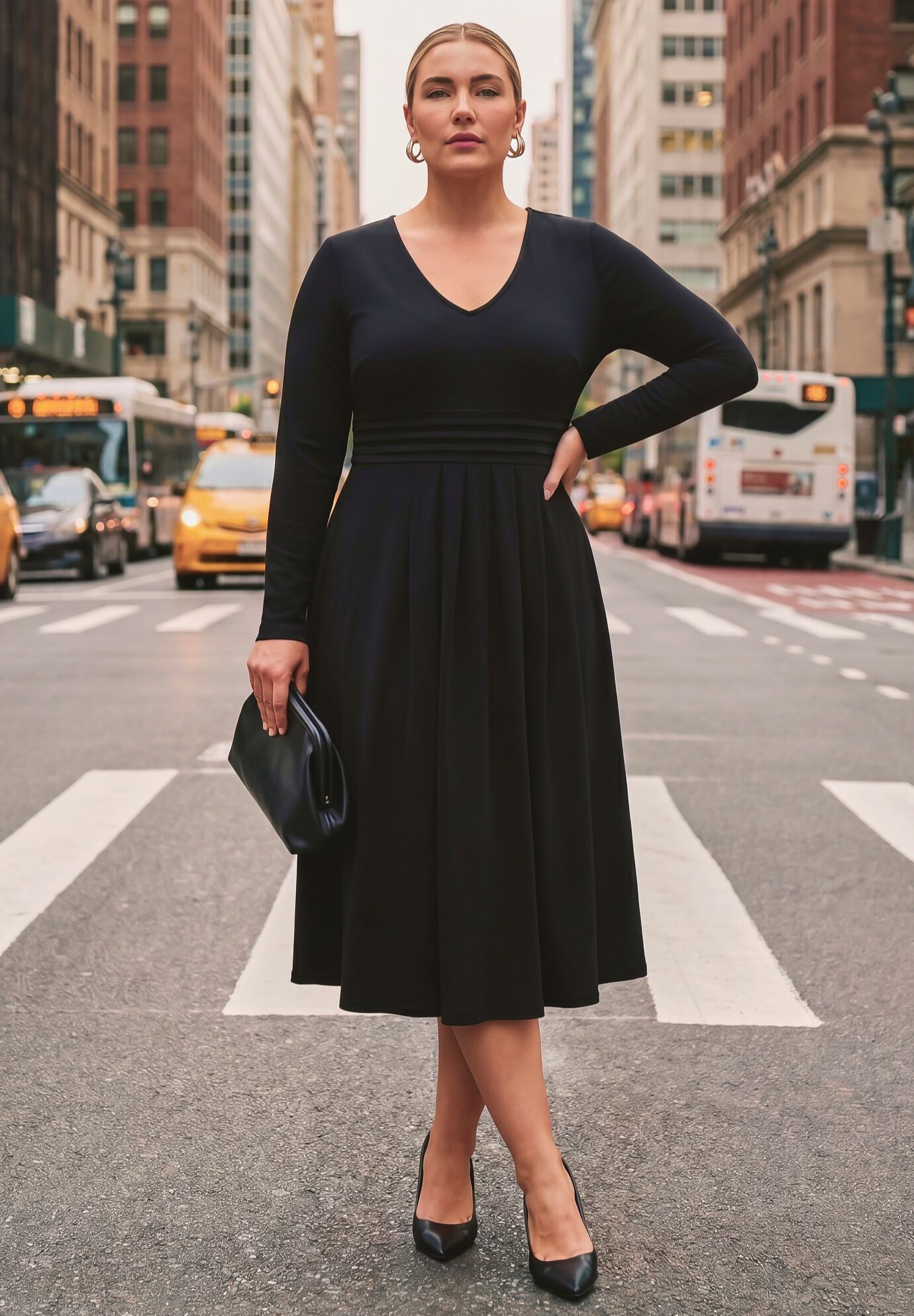 Ponte Fit And Flare Midi Dress, BLACK, alternate image number 4