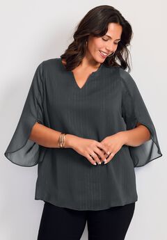 Lurex Stripe Tulip Sleeve Blouse