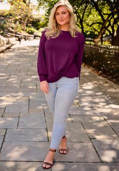 Scoop Neck Knot Hem Top