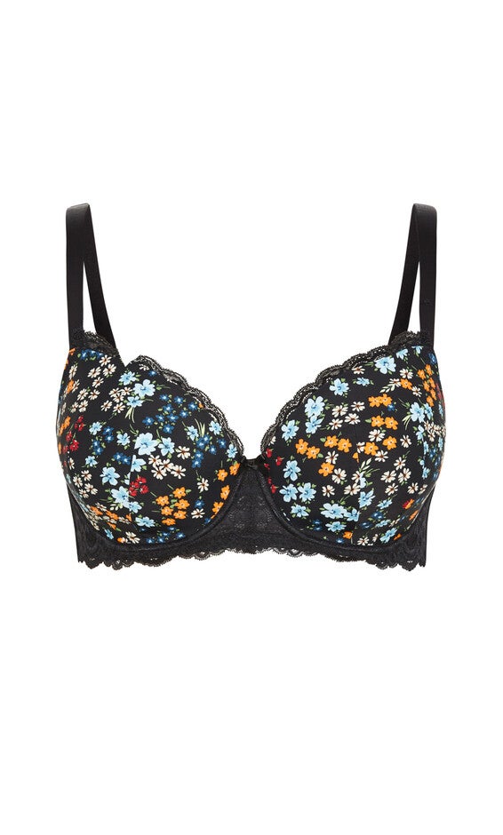 Hailey Contour Print Bra - black, BLACK, alternate image number null