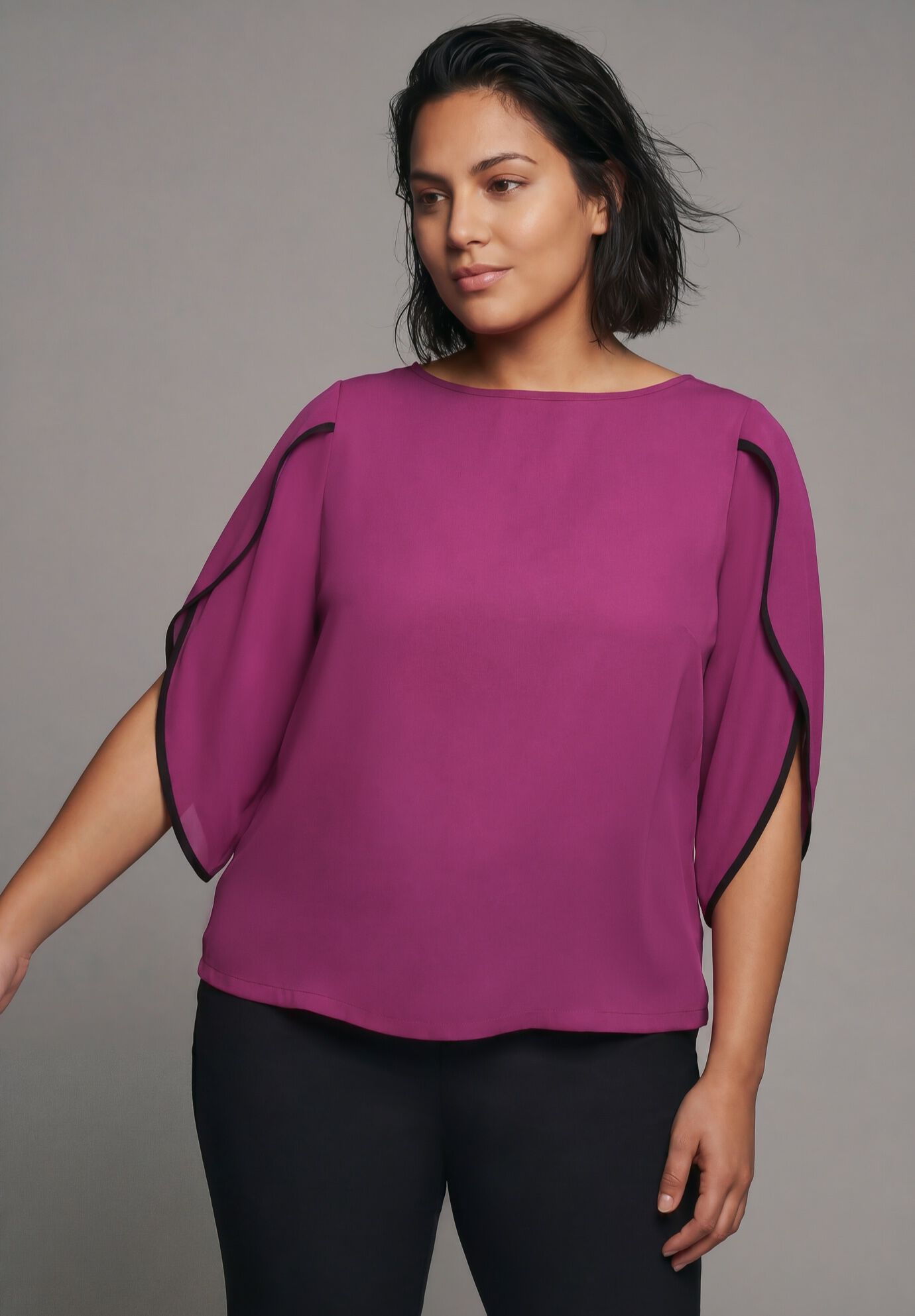 Contrast Tulip Blouse, DEEP BERRY, hi-res image number 0