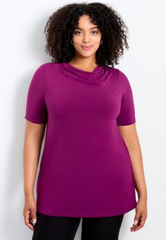 Cowl Neck Short Sleeve Top