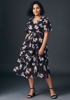 Tiered Flutter Midi Dress