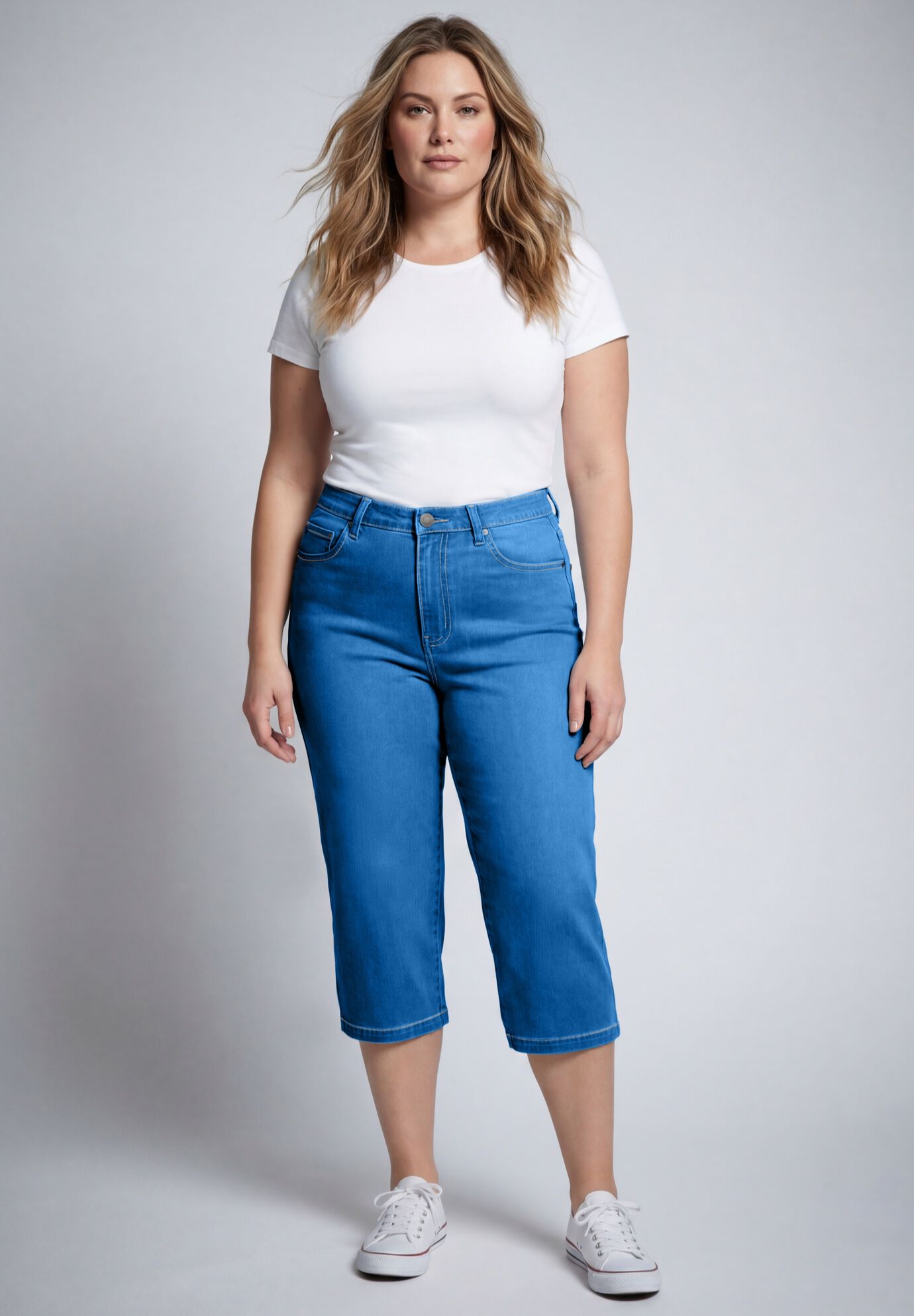 Butter Denim Straight Crop, MID WASH, on-hover image number 1
