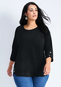 Sabrina Btn Dtl 3/4 Slv Top